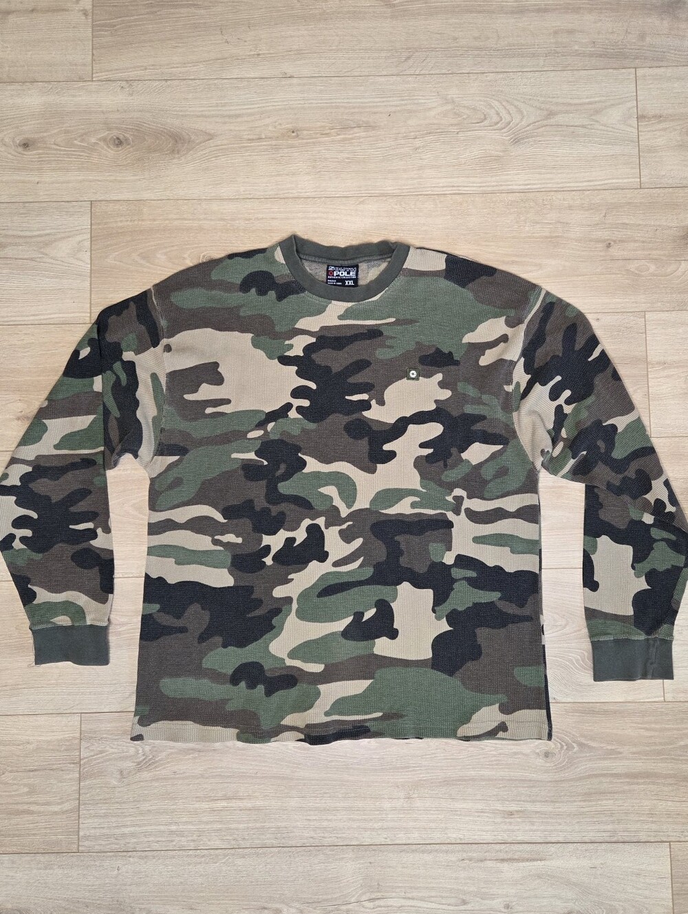 Y2K South Pole Camo Waffle Knit Thermal Shirt XXL Streetwear